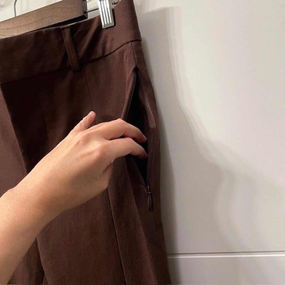 NWOT Frame Le High Flare Split Hem Trouser Pants Brown Size 2 Work Office Career - Picture 7 of 16